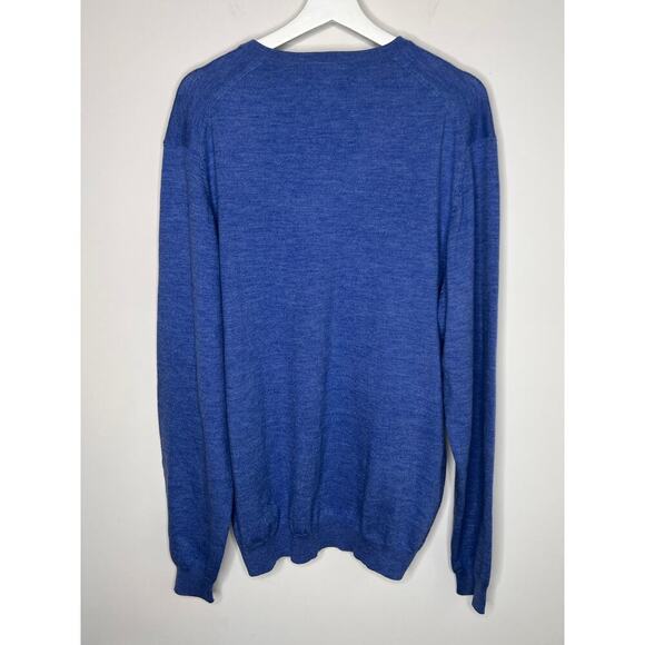 Brooks Brothers Men's Merino Wool Blue V Neck Sweater Size L - Picture 6 of 7